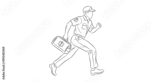 Paramedic Running with Medical Bag, Emergency Medical Services