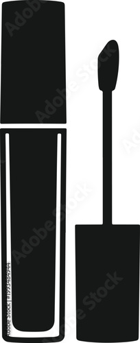 Lip gloss and applicator silhouette in black.