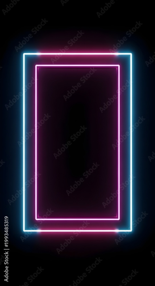 Fototapeta premium Neon Frame Glowing Border Tech Advertising Concept