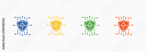 Cybersecurity Icon Set Color Multiple Style Collection Element For Design