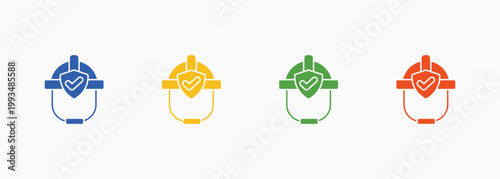 Helmet Icon Set Color Multiple Style Collection Element For Design
