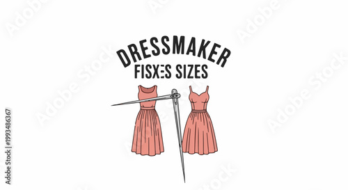 Two coral dresses, one with a needle and thread going through it