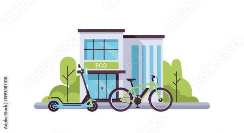 Eco friendly transportation options, electric scooter and bicycle