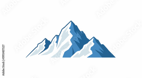 Stylized illustration of snow-capped mountain peaks under a clear sky