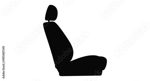 A black silhouette of a single car seat showcasing its overall form silhouette