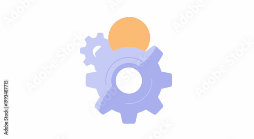 Abstract Cogs and Gear Mechanism with Minimalist Design