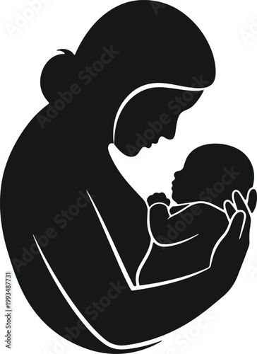 Mother holding baby icon symbolizing maternal love motherhood and nurturing care.