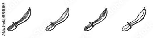 Sketch scimitar icon design set