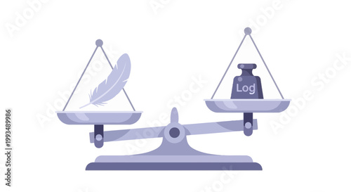 Balanced Scales with Feather and Luggage on a Traditional Weighing Scale