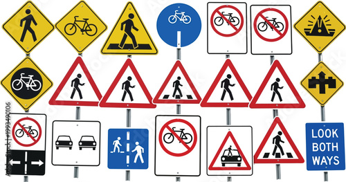 Pedestrian signs regulate local street traffic.