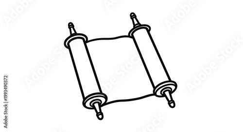 A detailed illustration of ancient scrolls presented in a striking silhouette