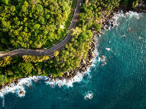 Aerial view landscape nature background,High angle view at Phuket island Thailand