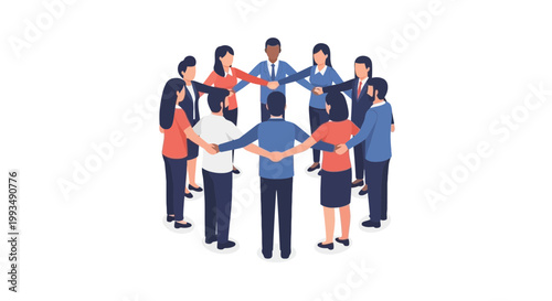Diverse Business Team Collaborating in a Circle for Team Building