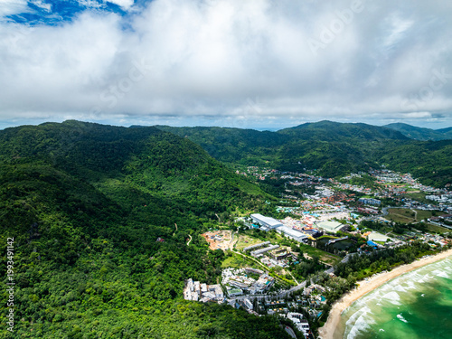 Aerial view landscape nature background,High angle view at Phuket island Thailand