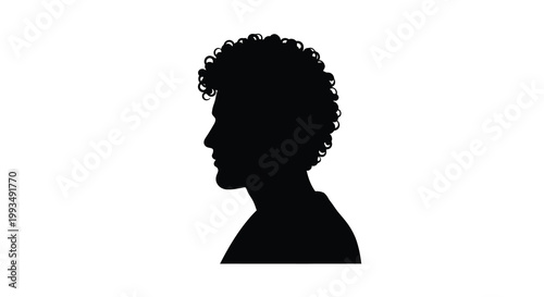 A striking profile view of a woman with curly hair presented as a silhouette