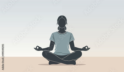 Silhouette Woman Practicing Yoga Meditation Calm Mindfulness Concept