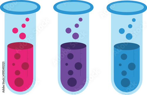 Photos Cartoon vector illustration of colorful test tubes showing chemical experiment r