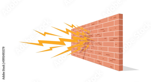 Impact of Sound Waves on Brick Wall Conceptual Illustration