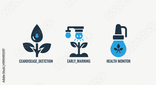 Icons for plant care and growth: watering fertilization pest control with eco friendly agriculture industry weed killer plant protection organic farming watering fertilization agriculture