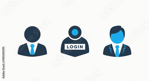 User profile login authentication account access icons for digital systems with authentication identity technology application security personal internet platform interface illustration