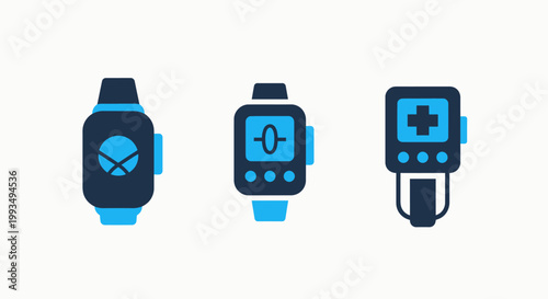 Collection of portable electronic devices with various functions a smartwatch featuring a skull icon a communication device a health monitor for modern technology applications smart device portable