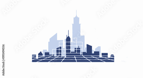 Stylized Modern City Skyline Illustration for Urban Development