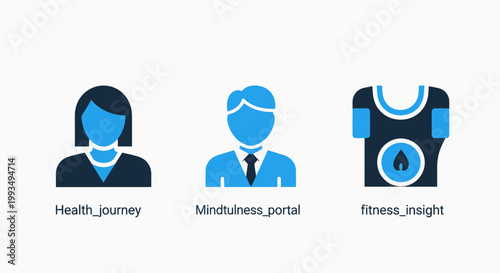 Collection of wellness and lifestyle icons representing personal health journeys mindfulness portals fitness insights for digital health and wellbeing applications wellness mindfulness