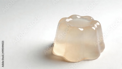 Translucent jelly pudding dessert on white background
