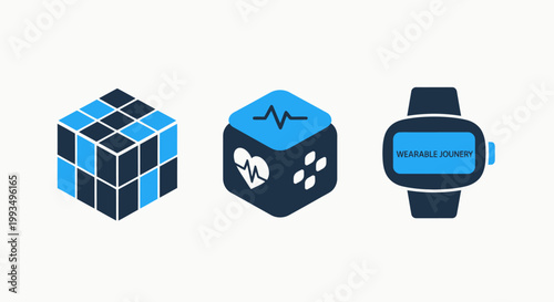 Innovative technology icons representing data structure health monitoring and digital wearable device with technology innovation wearable monitoring business analysis structure tracking