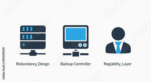 It infrastructure and business reliability conceptual icons with controller reliability infrastructure business technology management corporate computing connection illustration professional