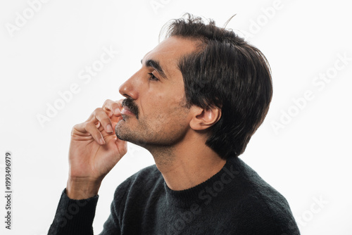 Thoughtful moment captured in a serene profile view