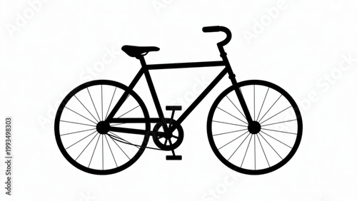 A stylized illustration of a vintage bicycle with a large front wheel and a smaller rear wheel isolated on transparent background