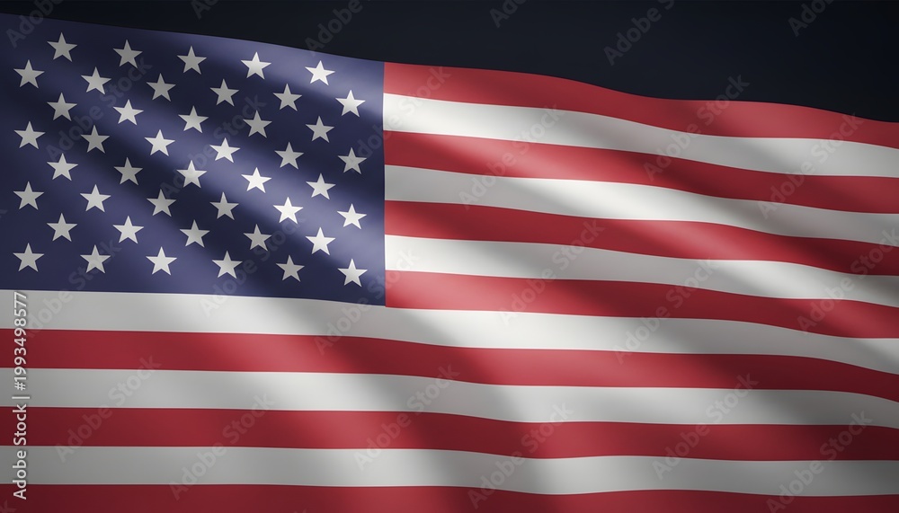 Fototapeta premium American Flag Waving in Soft Light