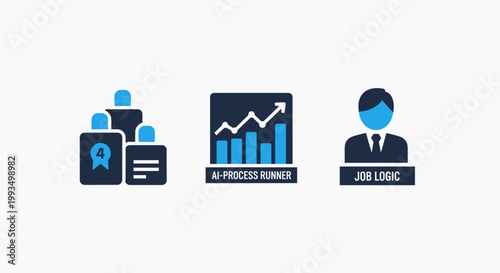 Business metrics icons: team performance analytics chart job role with performance analytics business statistics information analysis strategy management organization resources illustration
