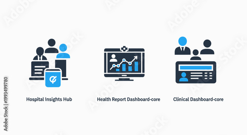 Business data visualization icons featuring internal insight hubs leadership analytics dashboards and personnel management interfaces business analytics visualization dashboard leadership