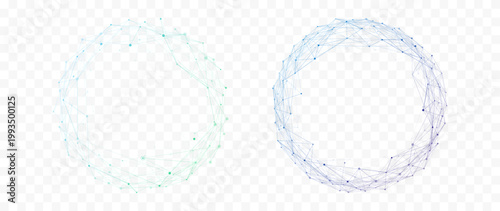 Abstract global network spheres and circular connections, digital technology mesh, big data visualization