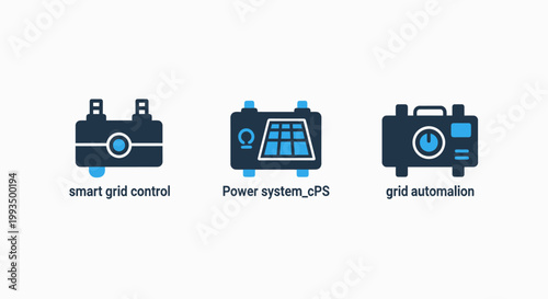 Smart grid control and automation technology icons with automation technology electric infrastructure electricity management electrical engineering innovation monitoring distribution