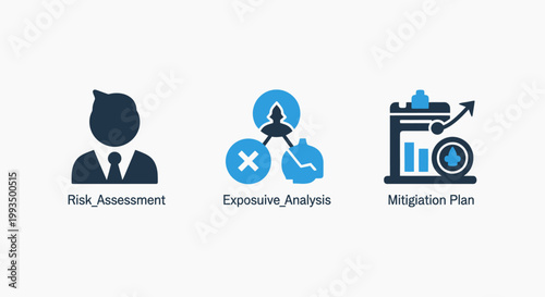 Risk management and exposure analysis concepts with mitigation plan visualizations for strategic planning management analysis mitigation strategy business exposure planning financial security