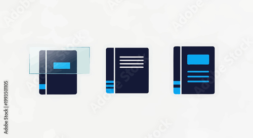 Set of document and file management software interface icons with document management interface software business organization information paperwork computer retrieval workflow administrati