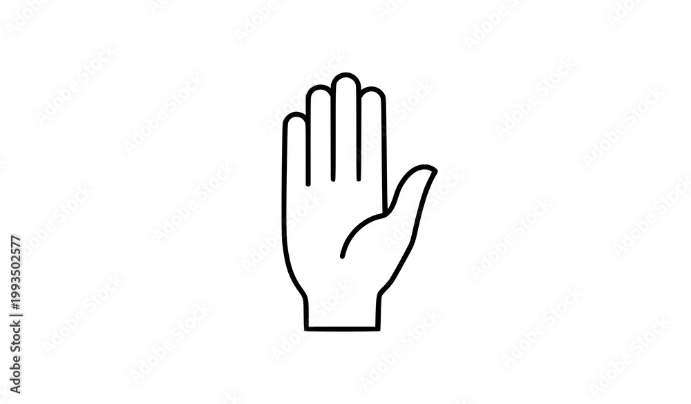 Obraz premium Raised hand stop icon in linear outline style with editable stroke isolated on white background for warning and restriction symbols