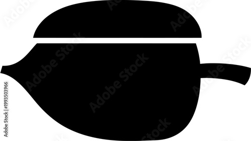 Black and white stylized acorn illustration with smooth lines and copy space