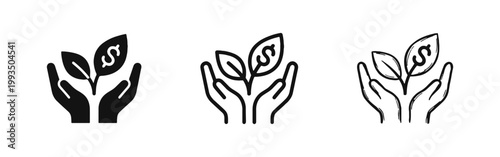 Hands Holding Money Plant Growth Investment Icon