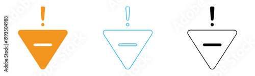 Warning and error states two funnel shaped icons with exclamation points