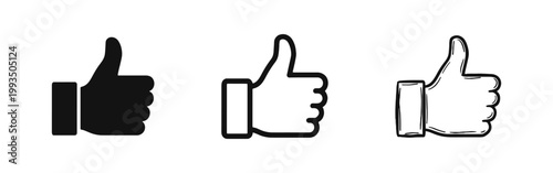 Thumbs Up Like Feedback Hand Gesture Icon Set