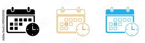 Calendar and clock icons scheduling time management and appointment concepts