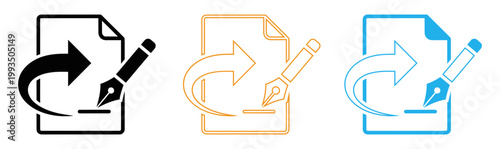 Digital document workflow editing and revision icons on mobile devices