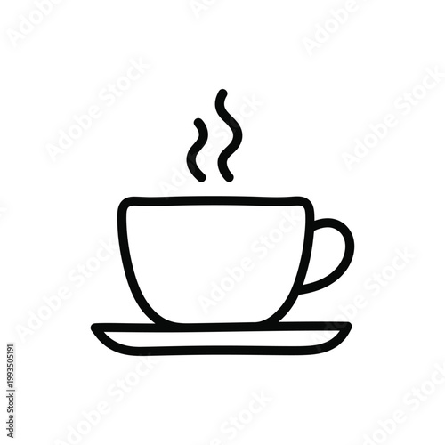 Steaming Tea Cup Monoline Doodle Icon