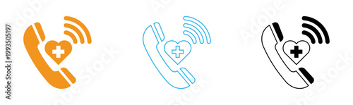 Foto Emergency healthcare support two phone icons with heart and medical cross symbol