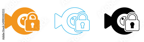 Two security icons orange and blue lock symbols representing data protection