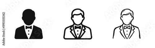 Male Avatar in Suit and Bowtie Profile Icon Set